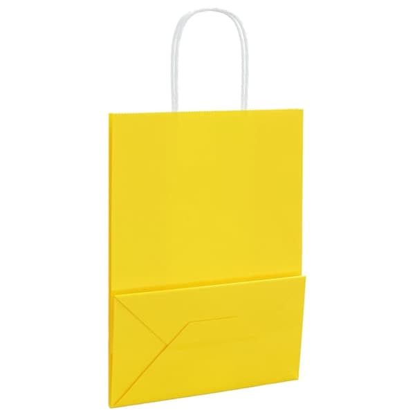 vidaXL Kraftpapperspåsar 250 st med handtag gul 21x11x28 cm