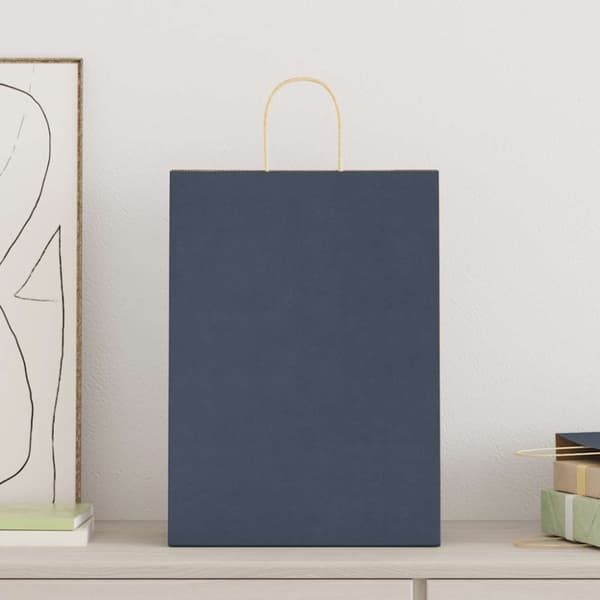 vidaXL Kraftpapperspåsar 50 st med handtag blå 32x17x44 cm