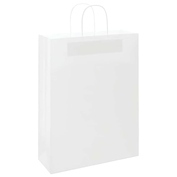 vidaXL Kraftpapperspåsar 50 st med handtag vit 32x12x42 cm