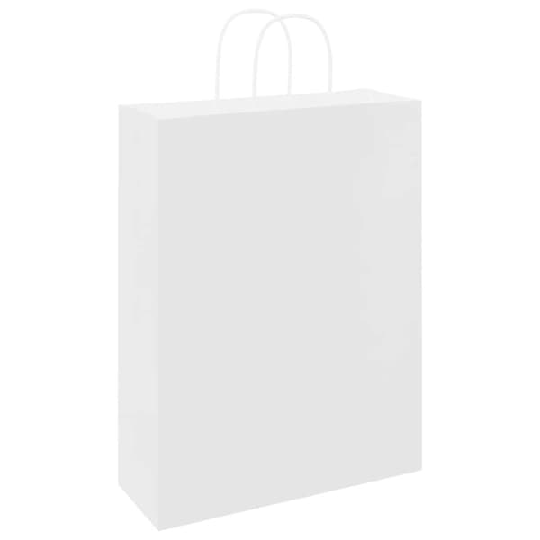 vidaXL Kraftpapperspåsar 50 st med handtag vit 32x12x42 cm