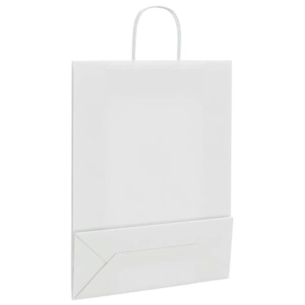 vidaXL Kraftpapperspåsar 50 st med handtag vit 32x12x42 cm