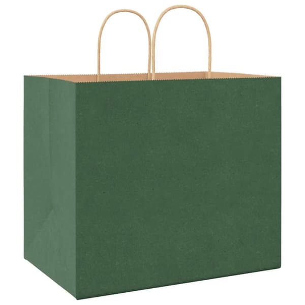 vidaXL Papirposer 250 stk med håndtak grønn 32x22x28 cm
