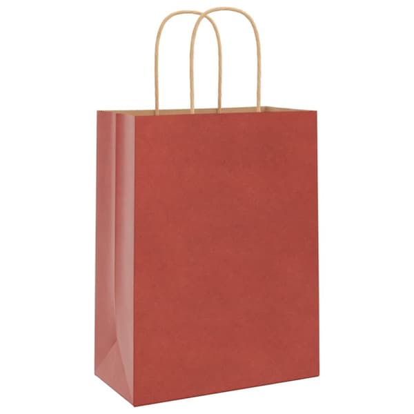 vidaXL Kraftpapperspåsar 50 st med handtag röd 21x11x28 cm