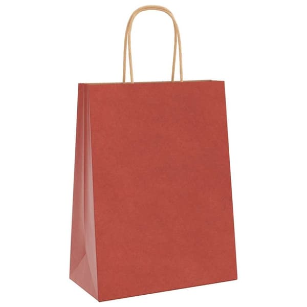 vidaXL Kraftpapperspåsar 50 st med handtag röd 21x11x28 cm