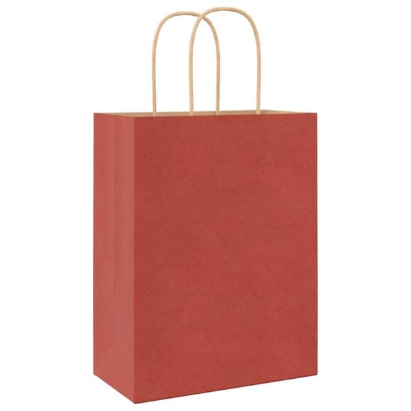 vidaXL Kraftpapperspåsar 50 st med handtag röd 21x11x28 cm