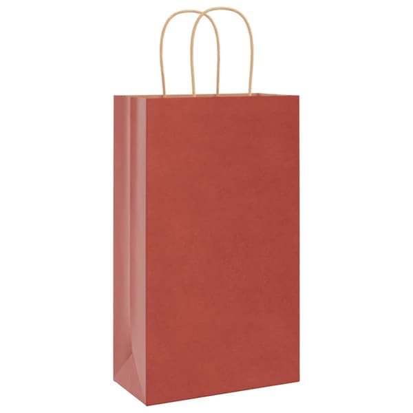 vidaXL Kraftpapperspåsar 250 st med handtag röd 21x11x36 cm