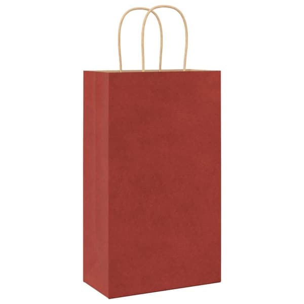 vidaXL Kraftpapperspåsar 250 st med handtag röd 21x11x36 cm