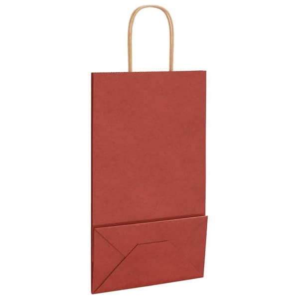 vidaXL Kraftpapperspåsar 250 st med handtag röd 21x11x36 cm