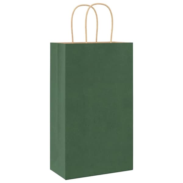 vidaXL Kraftpapperspåsar 250 st med handtag grön 21x11x36 cm