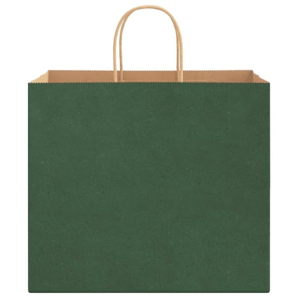 vidaXL Kraftpapperspåsar 50 st med handtag grön 32x22x28 cm