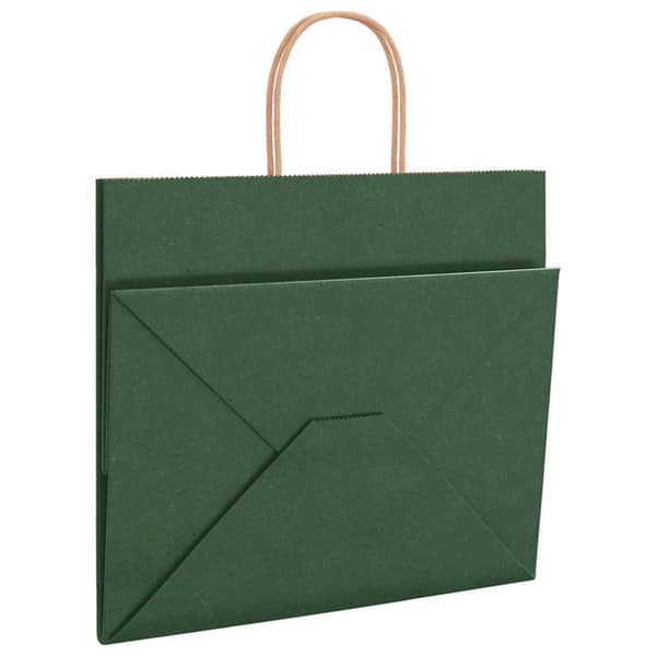 vidaXL Kraftpapperspåsar 50 st med handtag grön 32x22x28 cm