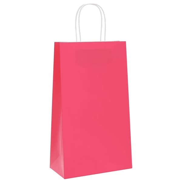 vidaXL Kraftpapperspåsar 50 st med handtag rosa 21x11x36 cm