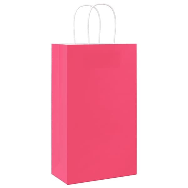 vidaXL Kraftpapperspåsar 50 st med handtag rosa 21x11x36 cm