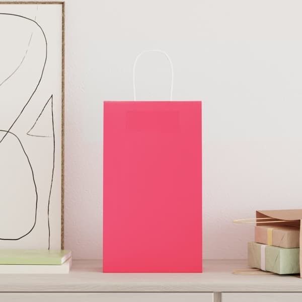 vidaXL Kraftpapperspåsar 50 st med handtag rosa 21x11x36 cm