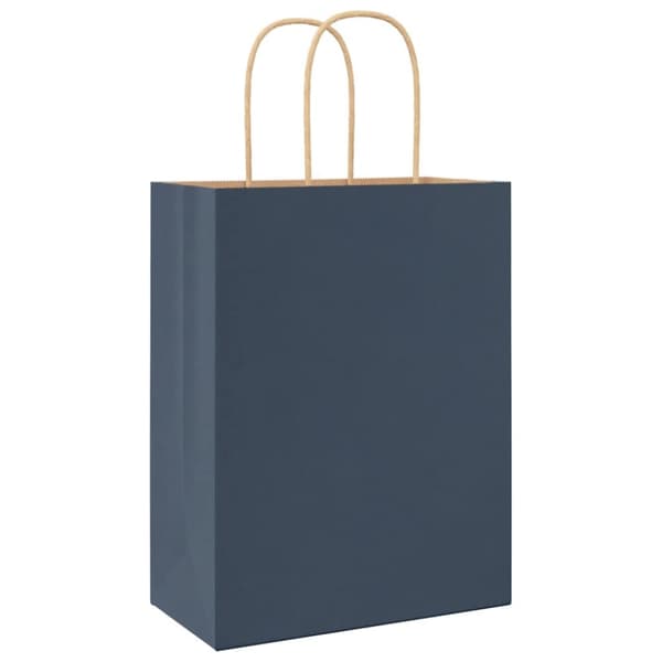 vidaXL Papperspåsar 250 st med handtag blå 21x11x28 cm