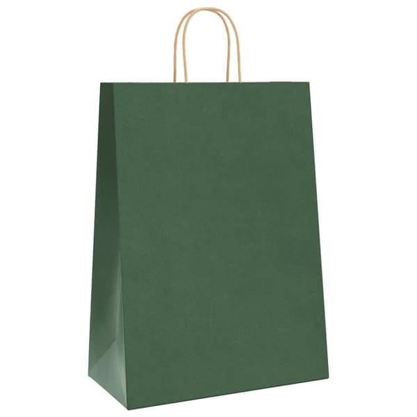 vidaXL Kraftpapperspåsar 50 st med handtag grön 32x17x44 cm