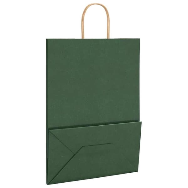 vidaXL Kraftpapperspåsar 50 st med handtag grön 32x17x44 cm