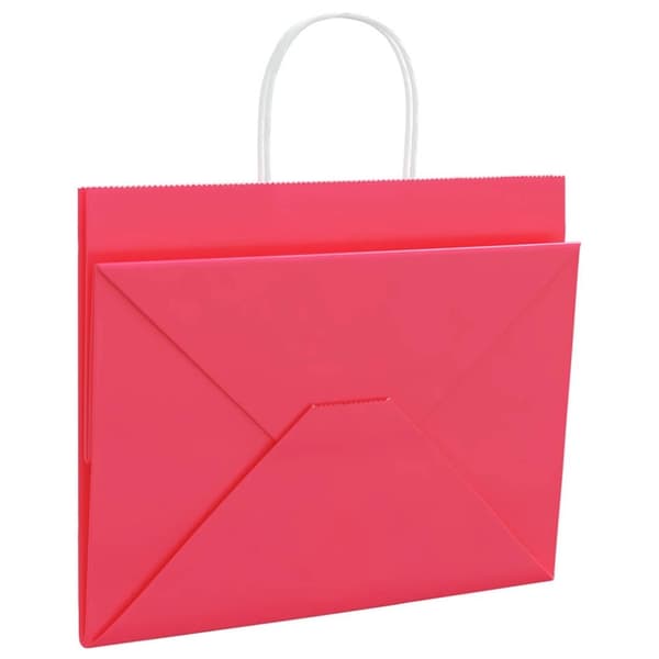 vidaXL Kraftpapperspåsar 50 st med handtag rosa 32x22x24 cm