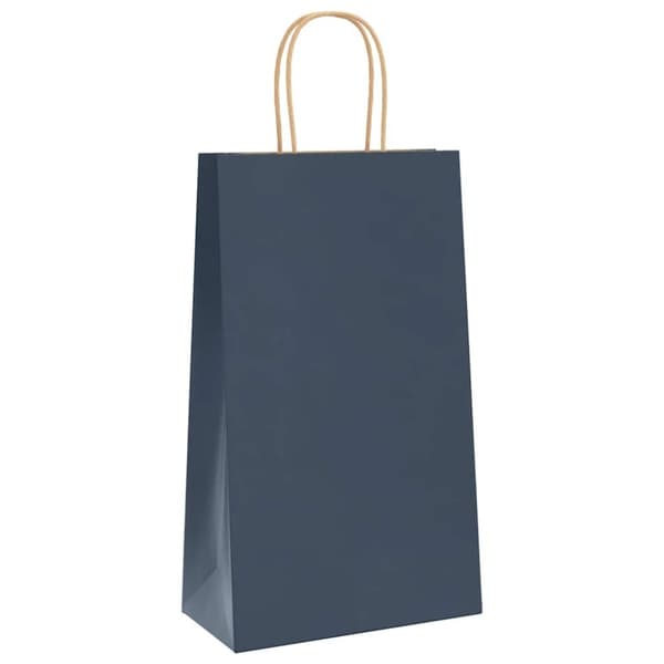 vidaXL Kraftpapperspåsar 250 st med handtag blå 21x11x36 cm