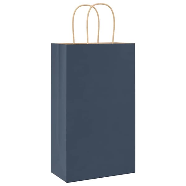 vidaXL Kraftpapperspåsar 250 st med handtag blå 21x11x36 cm