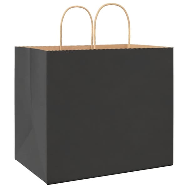 vidaXL Kraftpapperspåsar 250 st med handtag svart 32x22x28 cm
