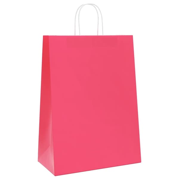 vidaXL Papirposer 250 stk med håndtak rosa 32x17x44 cm