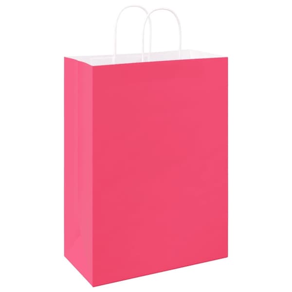 vidaXL Papirposer 250 stk med håndtak rosa 32x17x44 cm