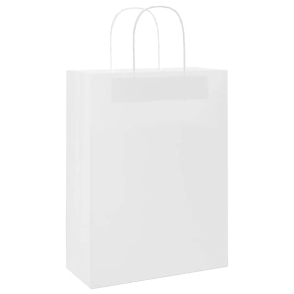 vidaXL Kraftpapperspåsar 50 st med handtag vit 26x12x35 cm