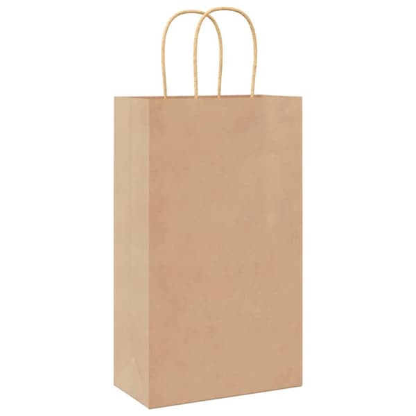 vidaXL Kraftpapperspåsar 250 st med handtag brun 21x11x36 cm