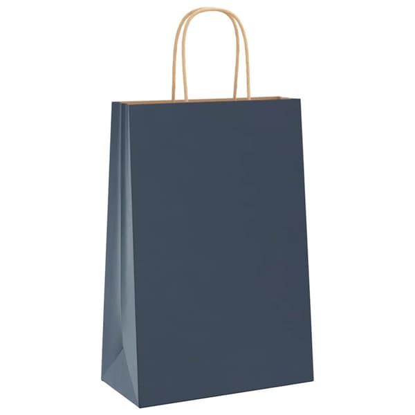 vidaXL Papperspåsar 50 st med handtag blå 21x11x31 cm
