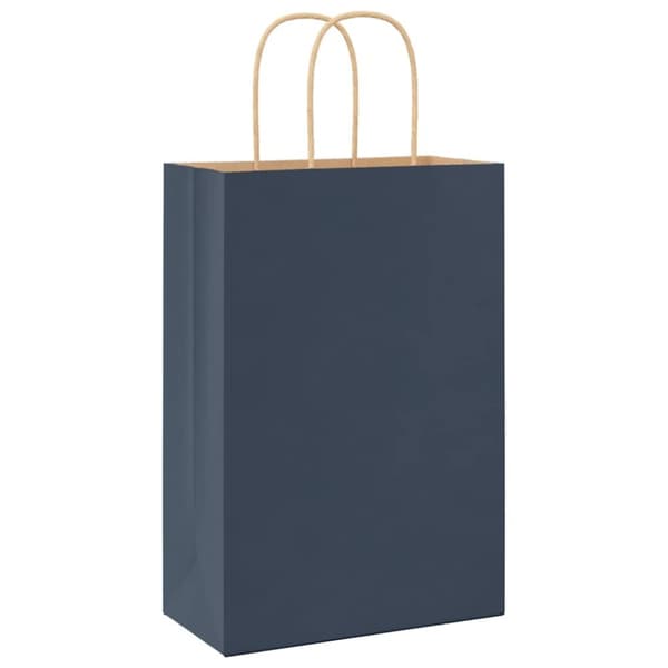 vidaXL Papperspåsar 50 st med handtag blå 21x11x31 cm