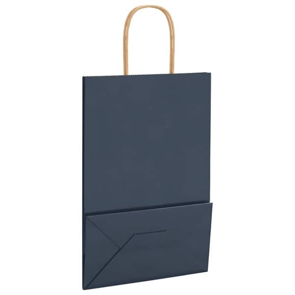 vidaXL Papperspåsar 50 st med handtag blå 21x11x31 cm