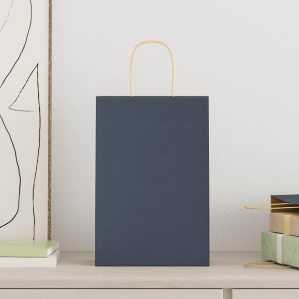 vidaXL Papperspåsar 50 st med handtag blå 21x11x31 cm