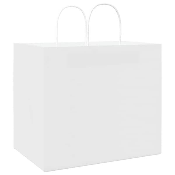 vidaXL Kraftpapperspåsar 50 st med handtag vit 32x22x28 cm