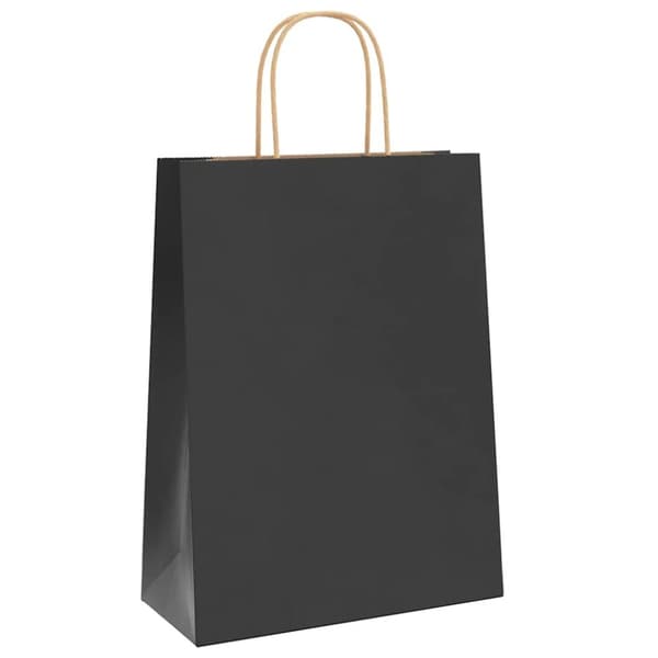 vidaXL Kraftpapperspåsar 250 st med handtag svart 26x12x35 cm