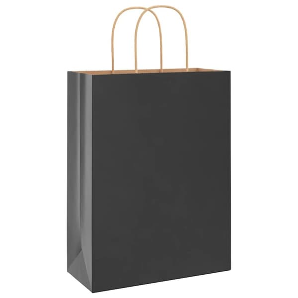 vidaXL Kraftpapperspåsar 250 st med handtag svart 26x12x35 cm