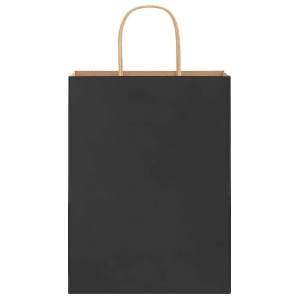 vidaXL Kraftpapperspåsar 250 st med handtag svart 26x12x35 cm