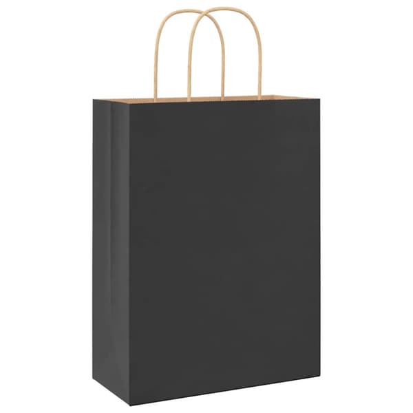 vidaXL Kraftpapperspåsar 250 st med handtag svart 26x12x35 cm