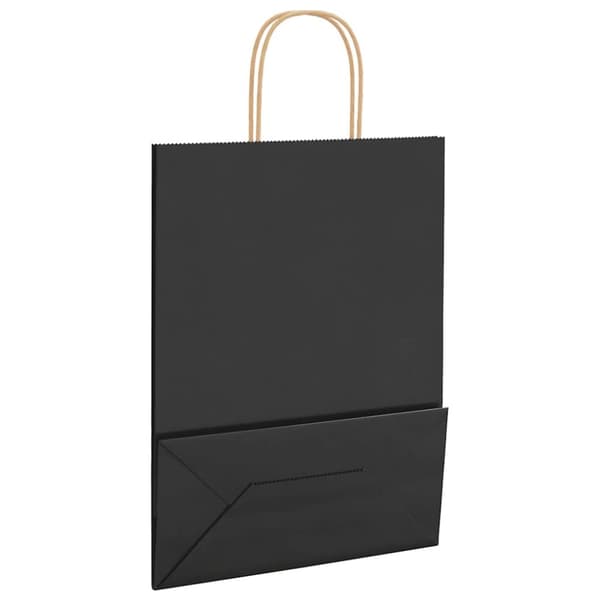 vidaXL Kraftpapperspåsar 250 st med handtag svart 26x12x35 cm