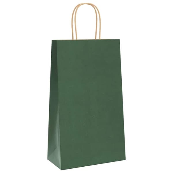 vidaXL Kraftpapperspåsar 50 st med handtag grön 21x11x36 cm