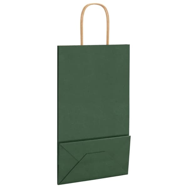 vidaXL Kraftpapperspåsar 50 st med handtag grön 21x11x36 cm