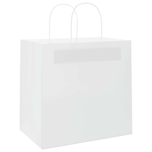 vidaXL Kraftpapperspåsar 250 st med handtag vit 26x17x25 cm