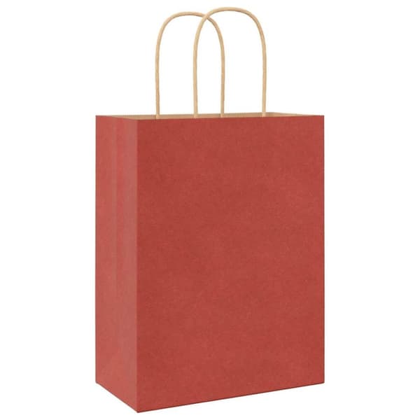 vidaXL Kraftpapperspåsar 250 st med handtag röd 21x11x28 cm