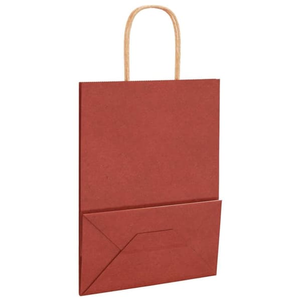 vidaXL Kraftpapperspåsar 250 st med handtag röd 21x11x28 cm