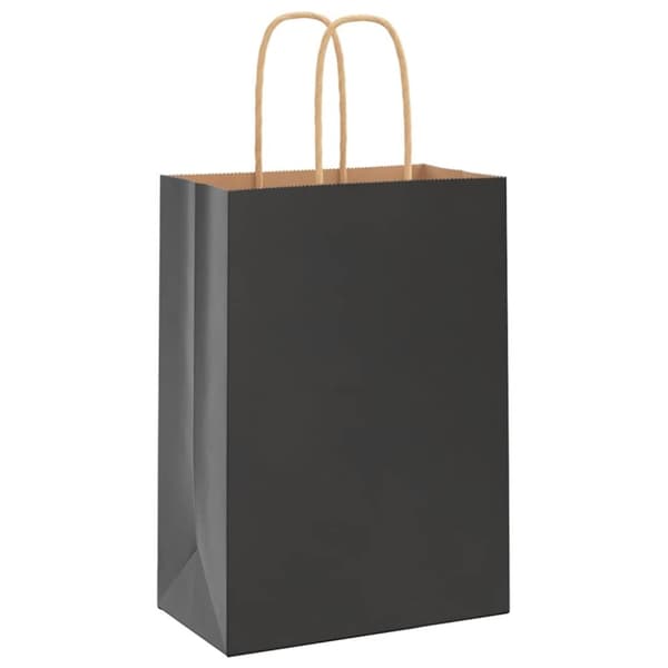 vidaXL Kraftpapperspåsar 50 st med handtag svart 15x8x21 cm