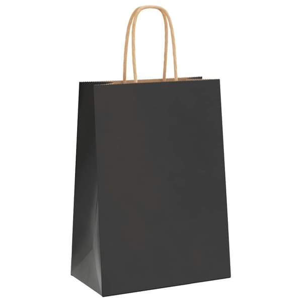 vidaXL Kraftpapperspåsar 50 st med handtag svart 15x8x21 cm