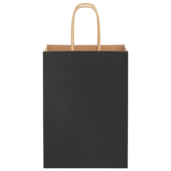vidaXL Kraftpapperspåsar 50 st med handtag svart 15x8x21 cm