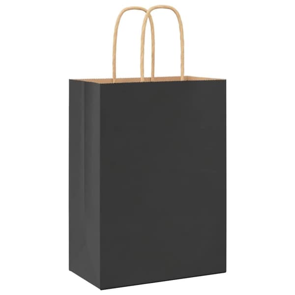 vidaXL Kraftpapperspåsar 50 st med handtag svart 15x8x21 cm