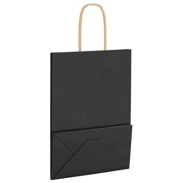 vidaXL Kraftpapperspåsar 50 st med handtag svart 15x8x21 cm