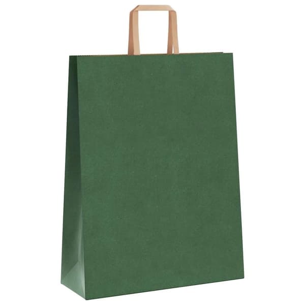 vidaXL Kraftpapperspåsar 50 st med handtag grön 32x12x42 cm